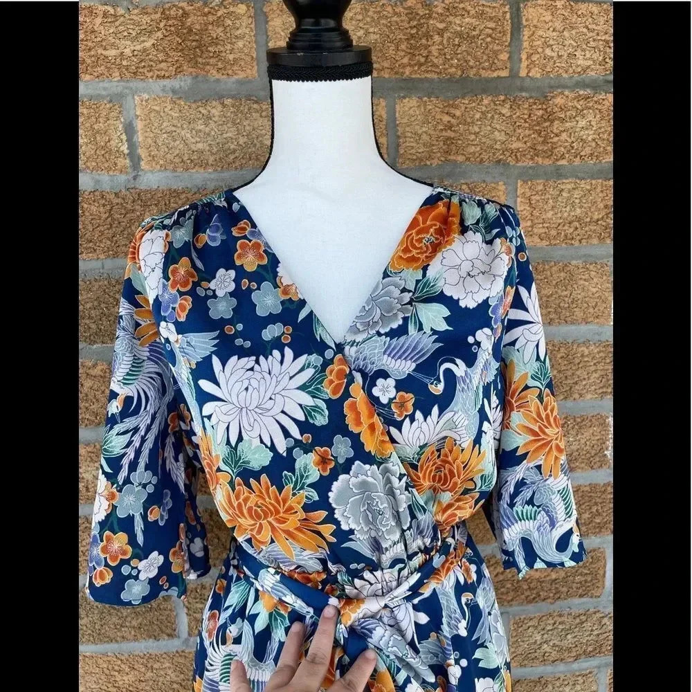 Highline Collective Asian Floral Kimono dress m - Picture 6 of 12